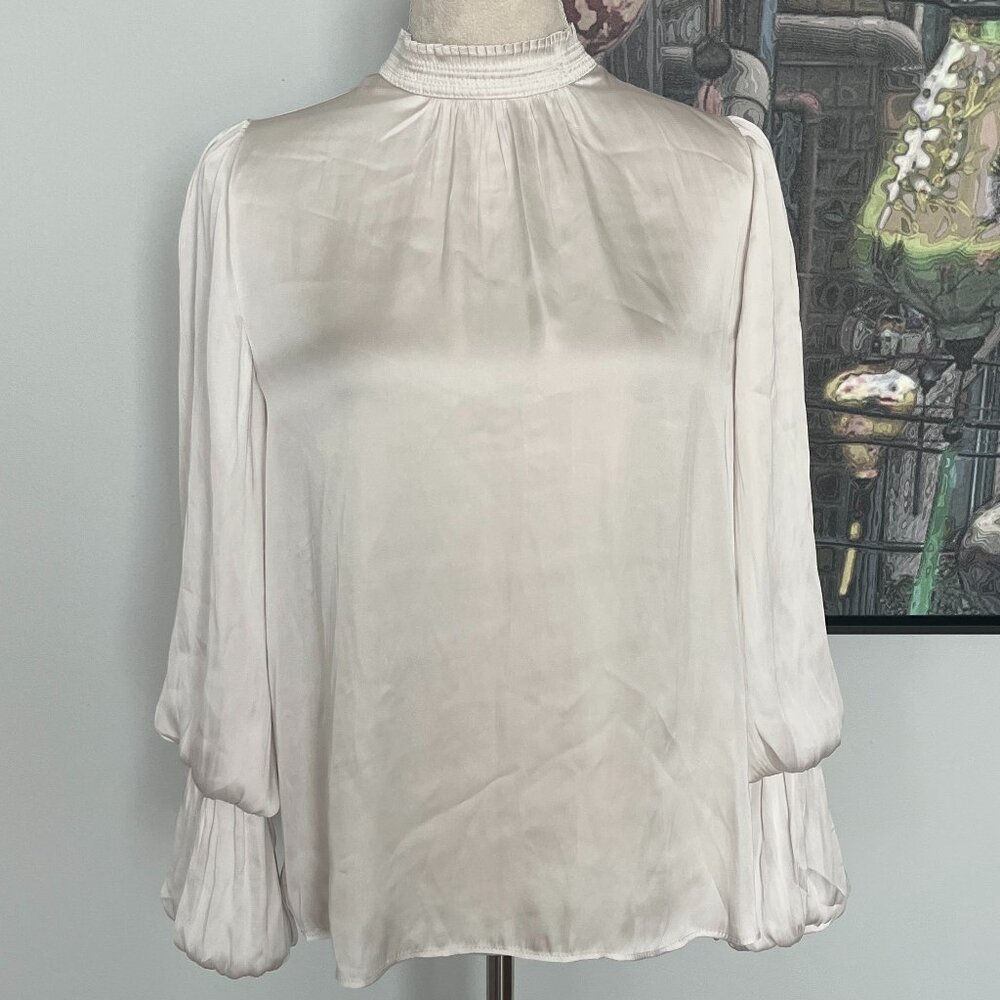 Tahari Cream High Neck Blouse M